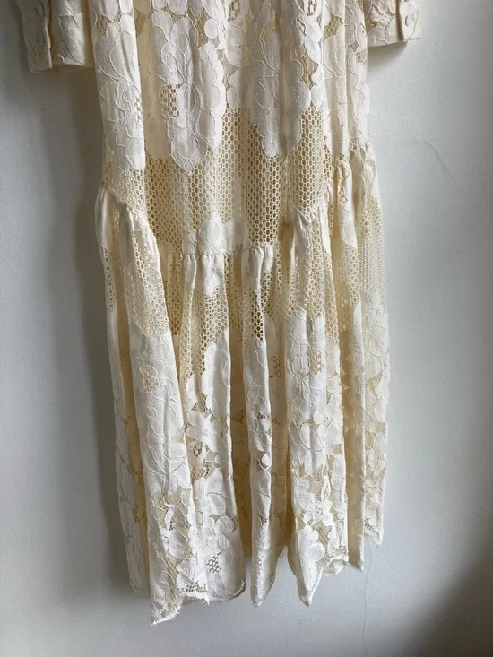 Mr. Larkin The Penny Dress S Small  NWT Ivory Lace V-Neck Long Sleeve Dress - Picture 12 of 12